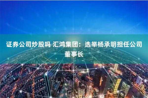 证券公司炒股吗 汇鸿集团：选举杨承明担任公司董事长
