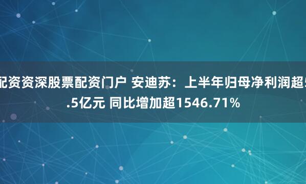 配资资深股票配资门户 安迪苏：上半年归母净利润超5.5亿元 同比增加超1546.71%